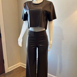 Lavender Brown Mia Crop Top & Leona Wide-Legged Pants in Espresso